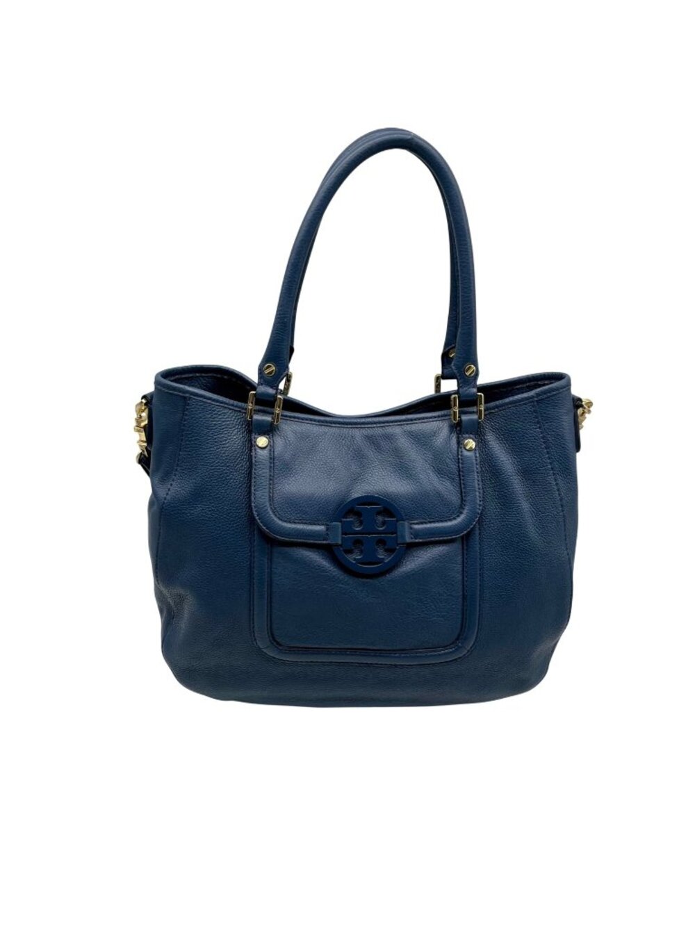 Tory Burch Blue Pebbled Leather Shoulder Bag